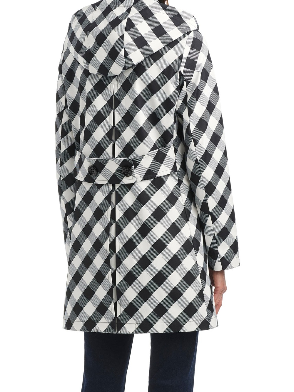 kate spade Black and White Gingham Hooded Raincoat - Picture 5 of 13